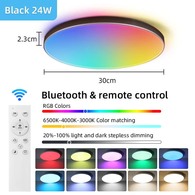 Plafonieră LED Smart RGB – Bluetooth, Telecomandă și Intensitate Reglabilă