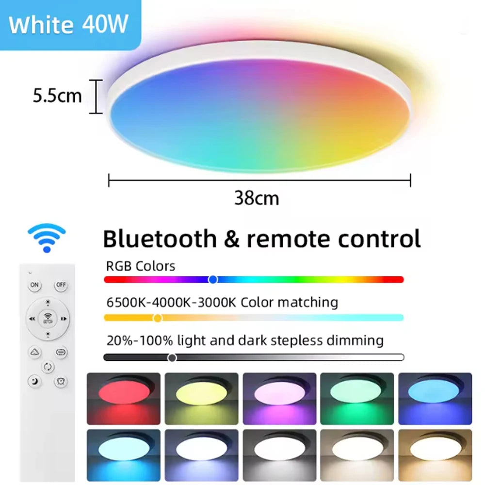 Plafonieră LED Smart RGB – Bluetooth, Telecomandă și Intensitate Reglabilă