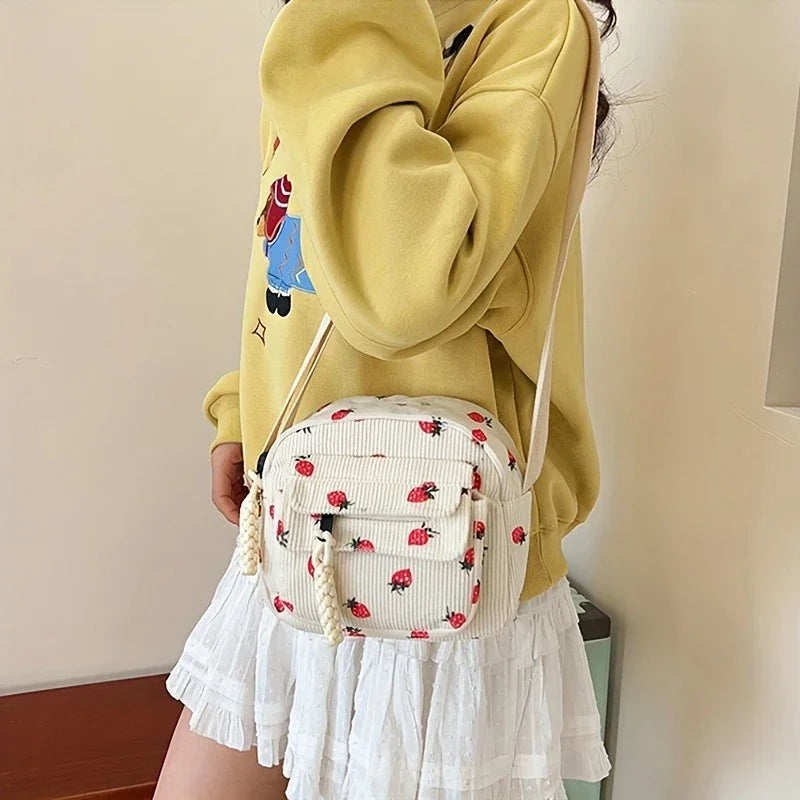 Geantă Crossbody cu Model Căpșuni – Compactă și Practică
