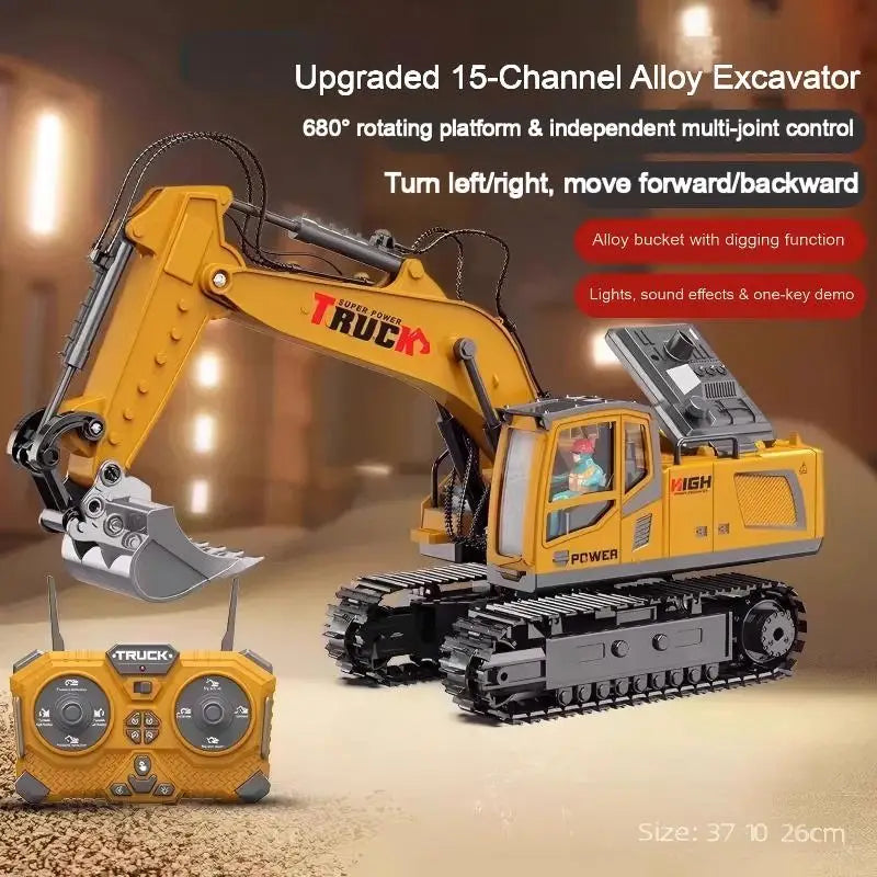 Excavator cu Telecomandă din Aliaj – Lumini și Sunete