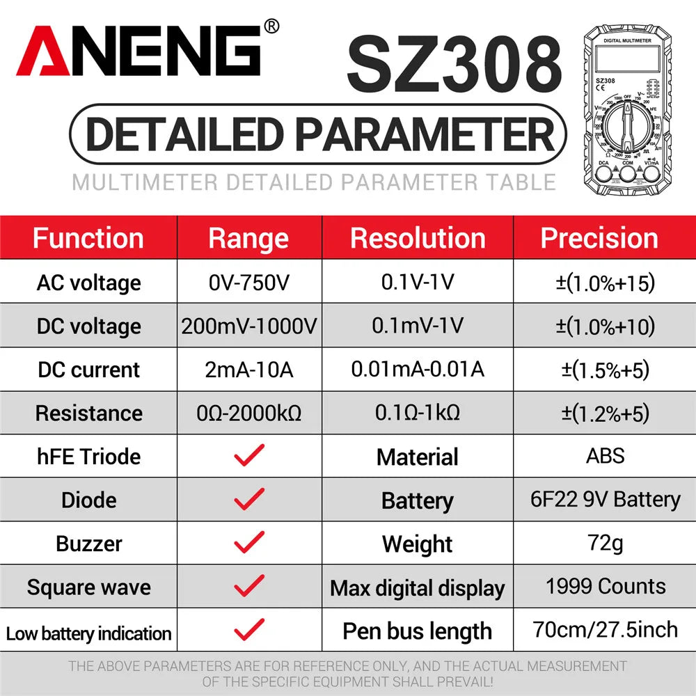 ANENG SZ308 Tester Electric Multimetru