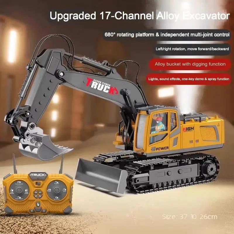 Excavator cu Telecomandă din Aliaj – Lumini și Sunete