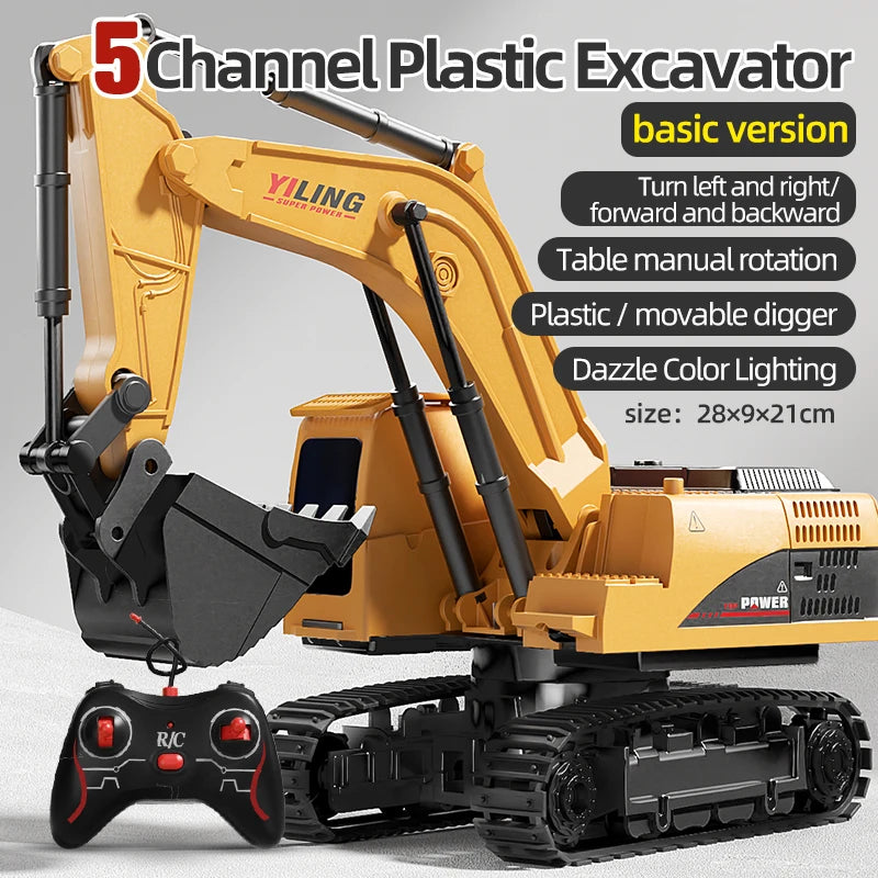 Excavator cu Telecomandă din Aliaj – Lumini și Sunete