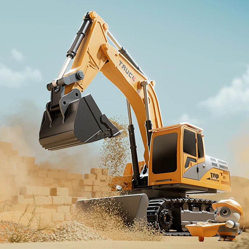 Excavator cu Telecomandă din Aliaj – Lumini și Sunete