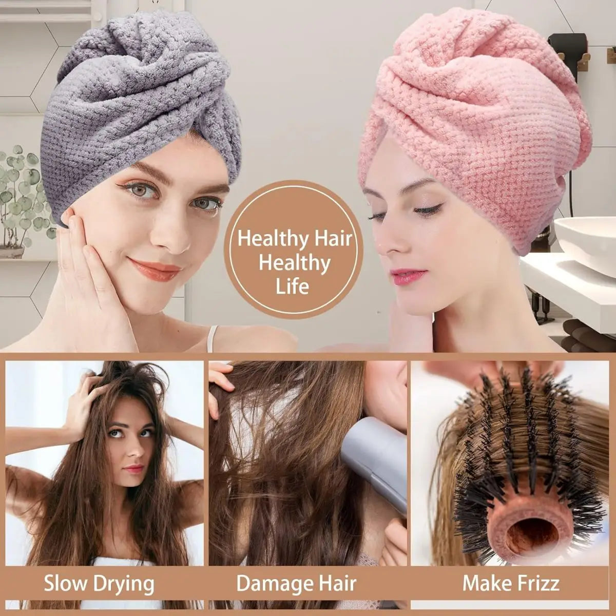 Turban pentru Păr Super Absorbant cu Nasture