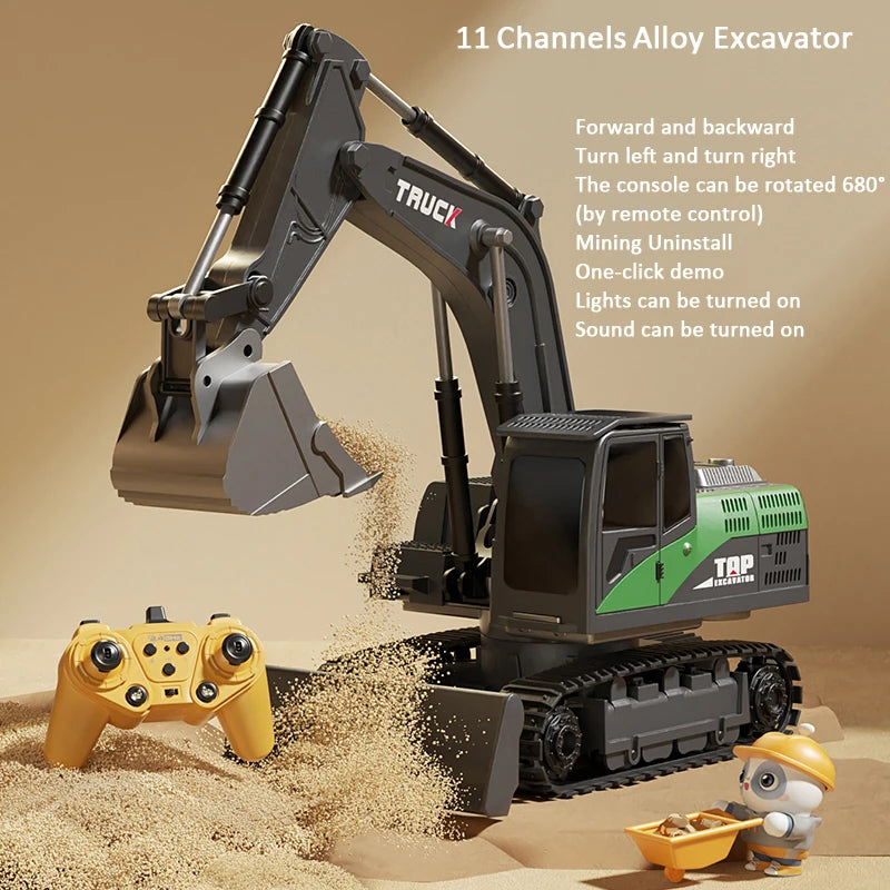 Excavator cu Telecomandă din Aliaj – Lumini și Sunete