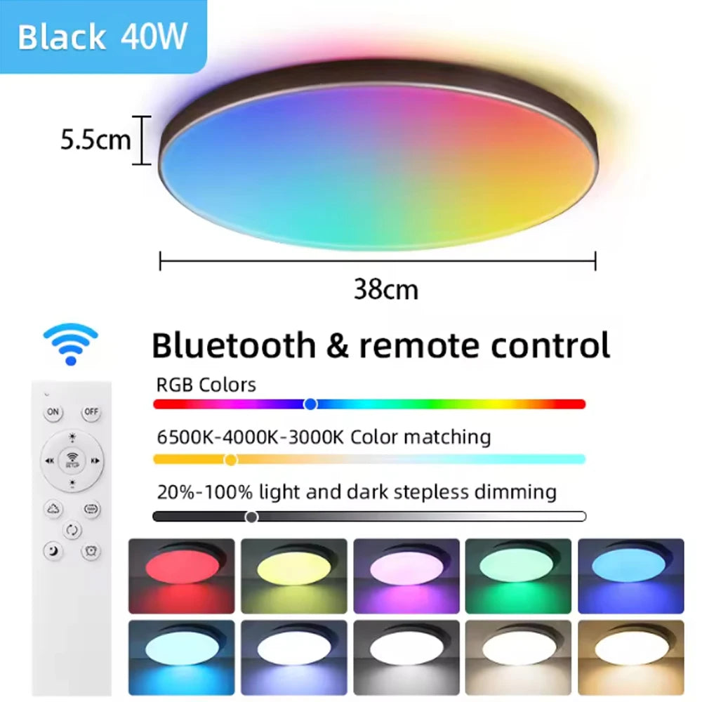 Plafonieră LED Smart RGB – Bluetooth, Telecomandă și Intensitate Reglabilă