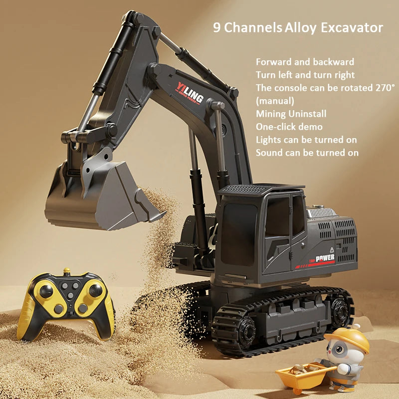 Excavator cu Telecomandă din Aliaj – Lumini și Sunete