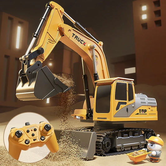 Excavator cu Telecomandă din Aliaj – Lumini și Sunete