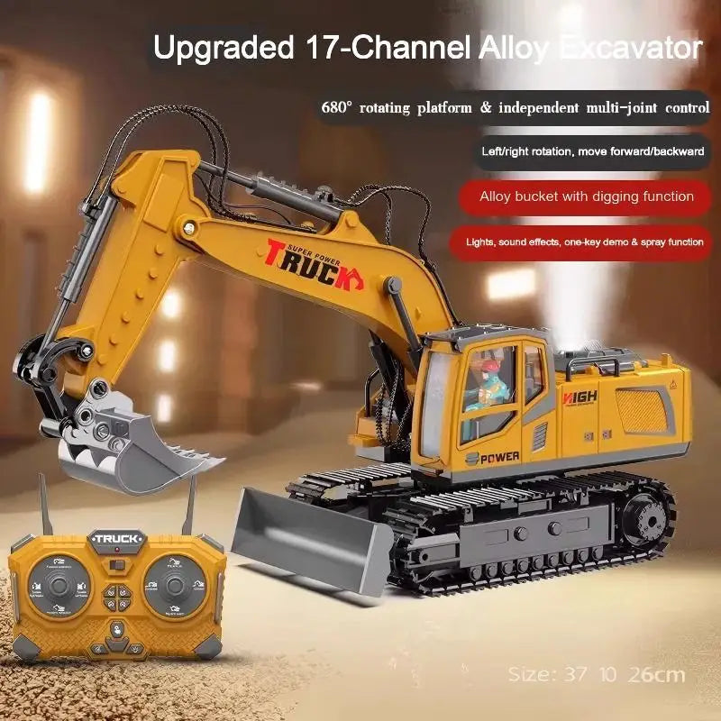 Excavator cu Telecomandă din Aliaj – Lumini și Sunete