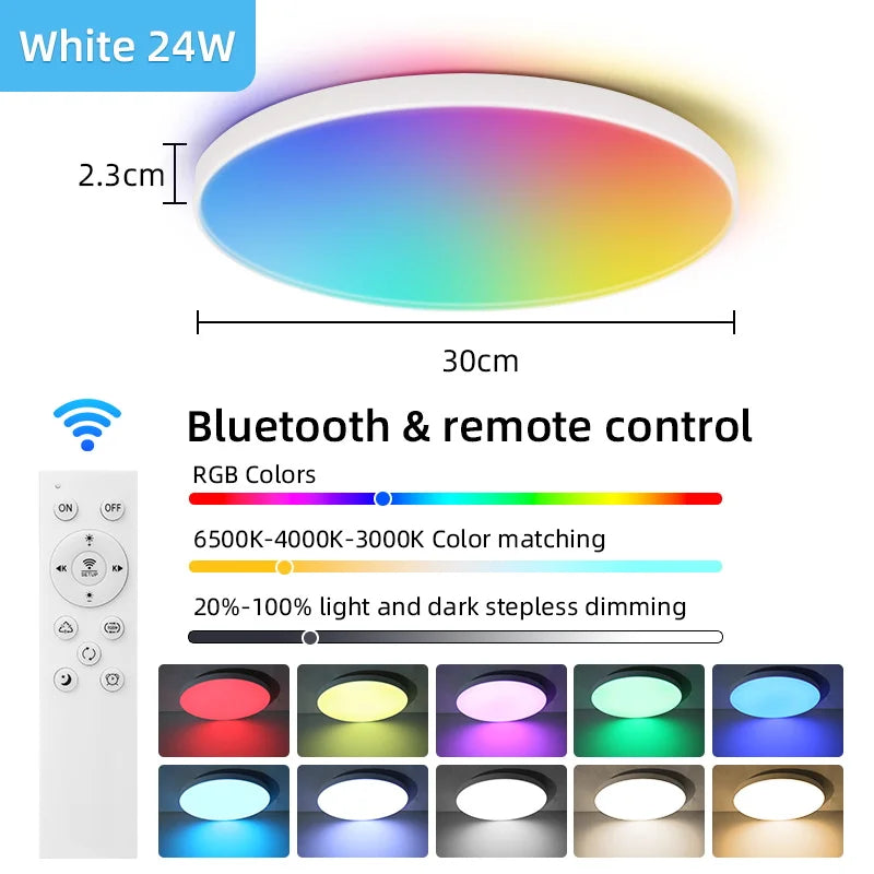 Plafonieră LED Smart RGB – Bluetooth, Telecomandă și Intensitate Reglabilă