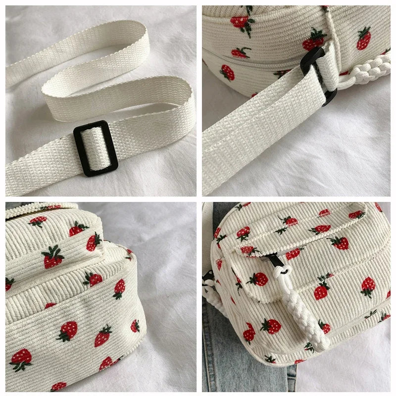 Geantă Crossbody cu Model Căpșuni – Compactă și Practică