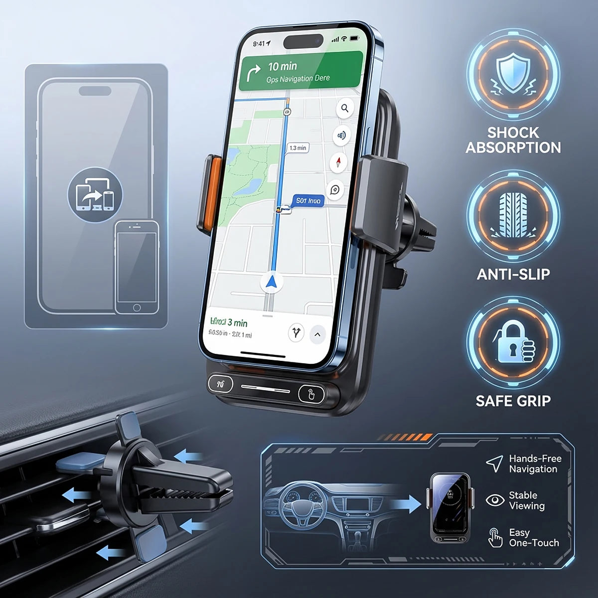 Suport Auto cu Încărcare Wireless 15W