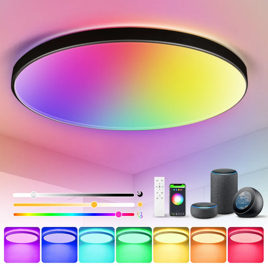Plafonieră LED Smart RGB – Bluetooth, Telecomandă și Intensitate Reglabilă
