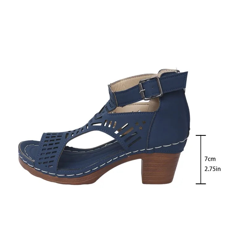 Sandale Retro cu Toc Gros – Elegante și Confortabile