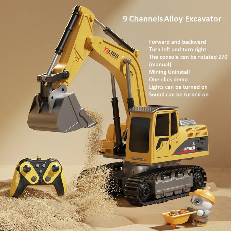Excavator cu Telecomandă din Aliaj – Lumini și Sunete