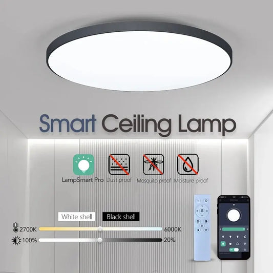 Plafonieră LED Smart 36W/50W – Control prin Aplicație și Telecomandă