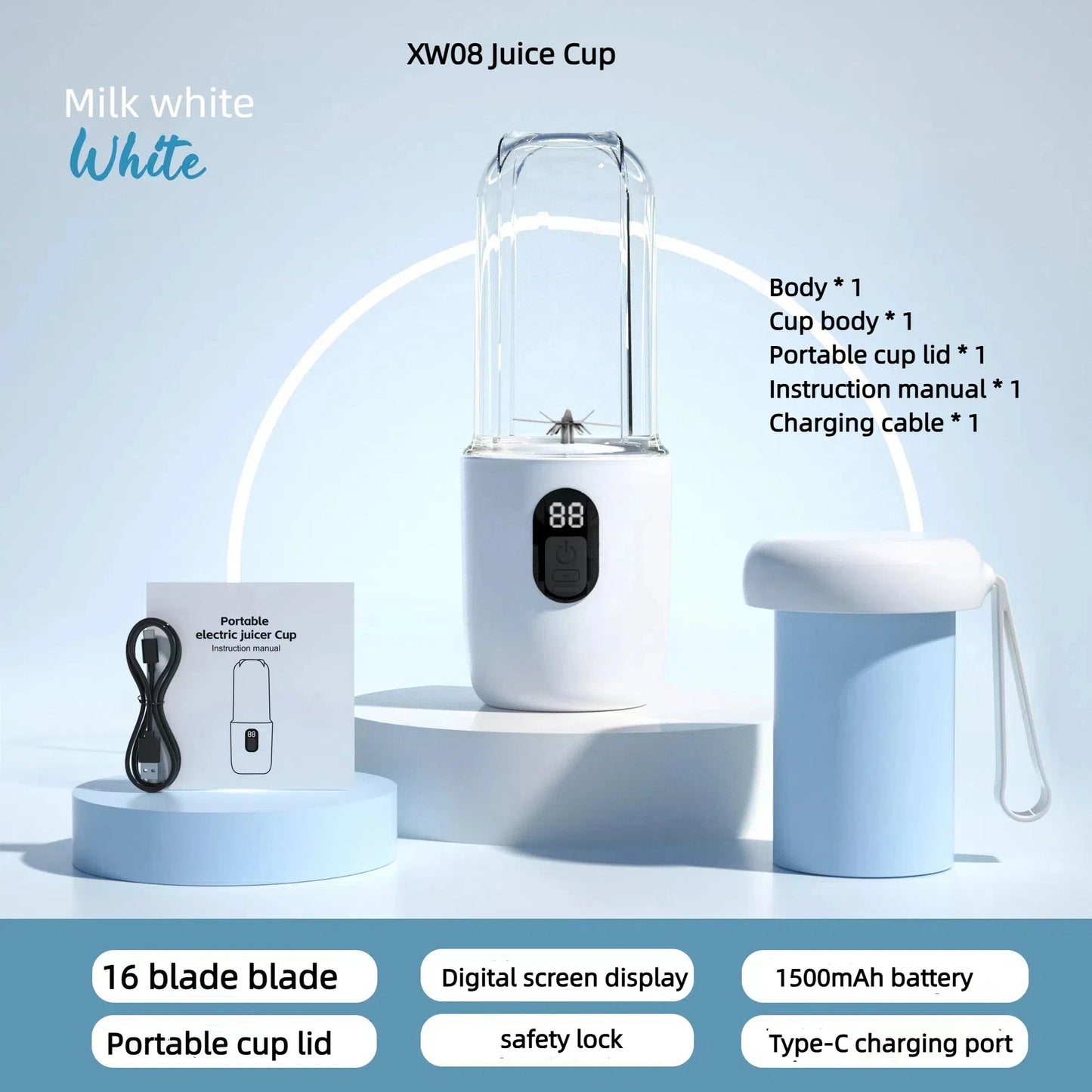 Blender Portabil Electric cu 6 Lame