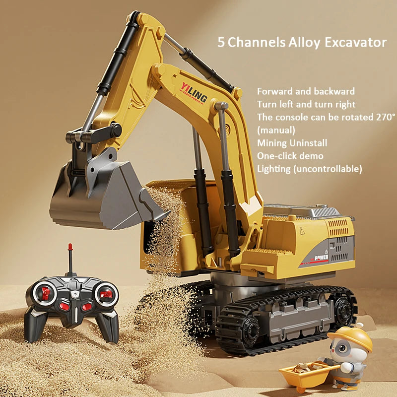 Excavator cu Telecomandă din Aliaj – Lumini și Sunete