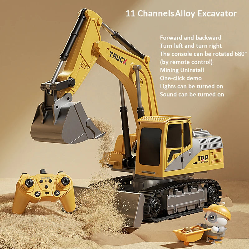 Excavator cu Telecomandă din Aliaj – Lumini și Sunete