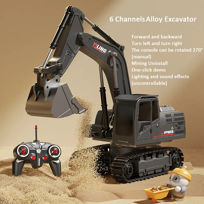 Excavator cu Telecomandă din Aliaj – Lumini și Sunete