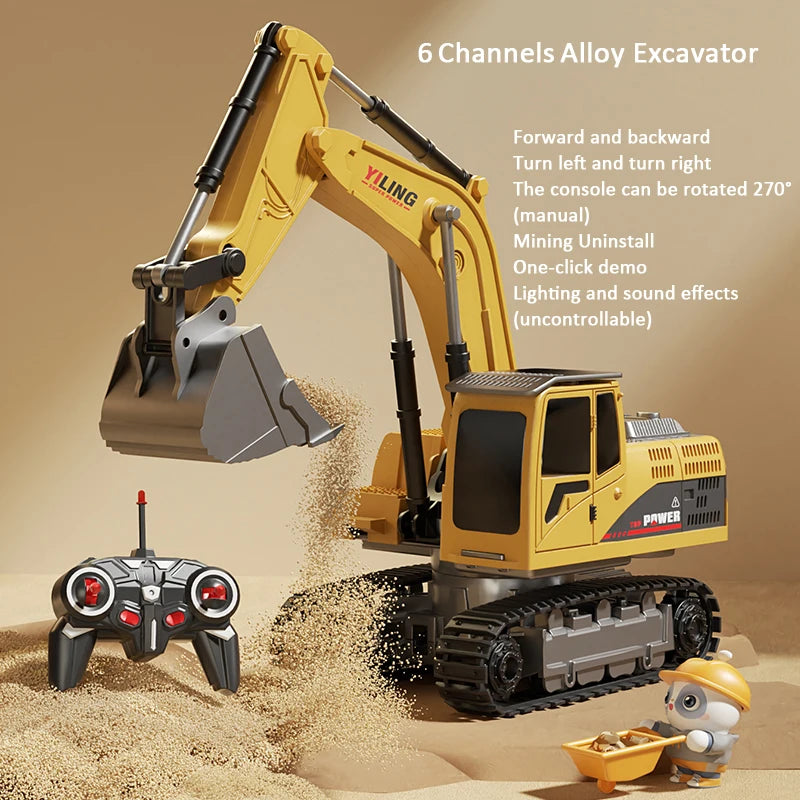 Excavator cu Telecomandă din Aliaj – Lumini și Sunete
