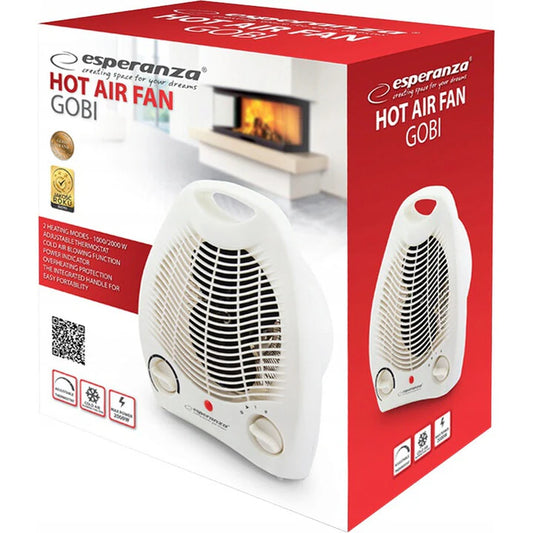 Termoventilator Esperanza GOBI 2000W, 2 moduri de incalzire, culoare alba, dimensiuni compacte